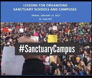 For a #SanctuaryCampus project, Law @ the Margins assembled national education and immigrant rights experts online to train local activists and organizers who wanted to start a sanctuary campaign in their own schools and universities